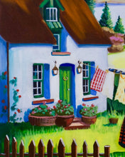 Load image into Gallery viewer, Washing Day by the Loch – Original Colourful Scottish Folk Art Oil Painting