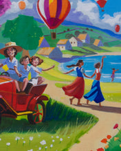 Load image into Gallery viewer, Journey of Joy – Original Colourful Folk Art Landscape Oil Painting