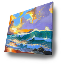 Load image into Gallery viewer, Seascape Art - Rolling Waves on the Shore - Colourful Oil Painting - 24x18 Inches