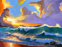 Load image into Gallery viewer, Seascape Art - Rolling Waves on the Shore - Colourful Oil Painting - 24x18 Inches