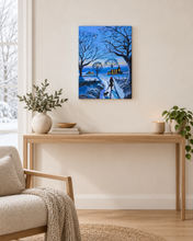 Load image into Gallery viewer, Moonlit Walk – Original Winter Landscape Oil Painting