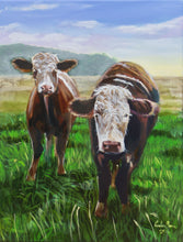 Load image into Gallery viewer, Two Cows – Original Countryside Animal Oil Painting