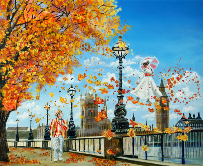 Mary Poppins painting “Supercalifragilisticexpialidocious”