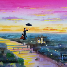 Load image into Gallery viewer, Up to the Highest Height – Original Mary Poppins London Oil Painting