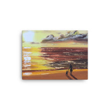 Load image into Gallery viewer, Mother and Daughter canvas print, sunset beach scene