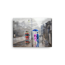 Load image into Gallery viewer, Couple in the rain with a red umbrella Canvas print