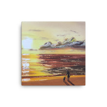 Load image into Gallery viewer, Mother and Daughter canvas print, sunset beach scene