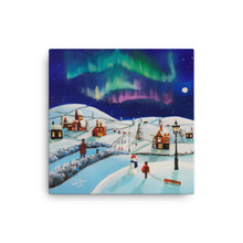 Load image into Gallery viewer, Winter village, folk art canvas print