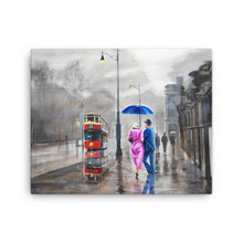 Load image into Gallery viewer, Couple in the rain with a red umbrella Canvas print