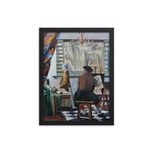 Load image into Gallery viewer, Vermeer paints The Girl with a Pearl Earring print taken from painting Framed poster