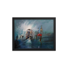 Load image into Gallery viewer, London painting rain red umbrella framed print