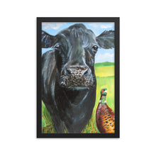 Load image into Gallery viewer, Cow and a pheasant Framed poster