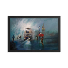 Load image into Gallery viewer, London painting rain red umbrella framed print