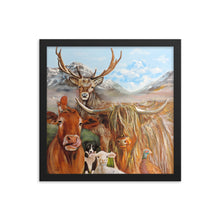 Load image into Gallery viewer, Highland cow Scottish locals Framed poster