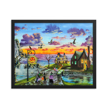 Load image into Gallery viewer, Halloween print witches, trick or treat Framed poster