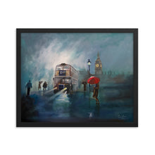 Load image into Gallery viewer, London painting rain red umbrella framed print