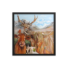Load image into Gallery viewer, Highland cow Scottish locals Framed poster