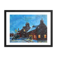Load image into Gallery viewer, Winter street scene, winter decor, fine art print Framed poster