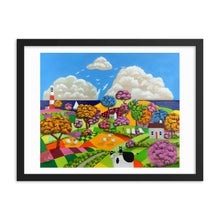 Load image into Gallery viewer, Cow, sheep and cat folk art Framed print