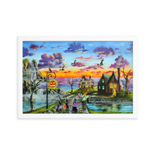 Load image into Gallery viewer, Halloween print witches, trick or treat Framed poster
