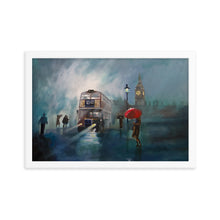 Load image into Gallery viewer, London painting rain red umbrella framed print