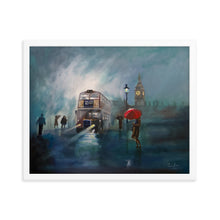 Load image into Gallery viewer, London painting rain red umbrella framed print