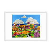 Load image into Gallery viewer, Cow, sheep and cat folk art Framed print