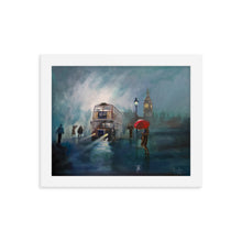 Load image into Gallery viewer, London painting rain red umbrella framed print