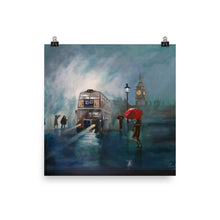 Load image into Gallery viewer, London painting rain red umbrella print