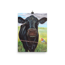 Load image into Gallery viewer, Cow and a robin Poster