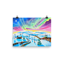 Load image into Gallery viewer, Folk art winter print, the northern lights