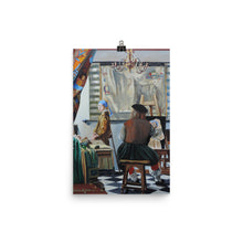 Load image into Gallery viewer, Vermeer paints The Girl with a Pearl Earring print taken from painting