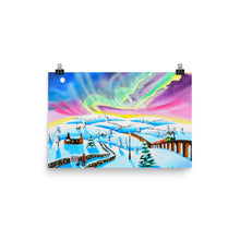 Load image into Gallery viewer, Folk art winter print, the northern lights