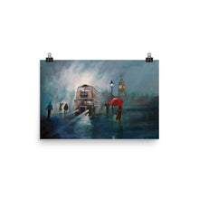 Load image into Gallery viewer, London painting rain red umbrella print