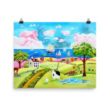 Load image into Gallery viewer, Cow and sheep folk art print from painting