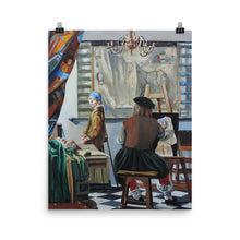 Load image into Gallery viewer, Vermeer paints The Girl with a Pearl Earring print taken from painting