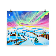 Load image into Gallery viewer, Folk art winter print, the northern lights