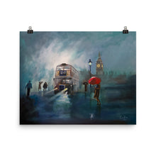 Load image into Gallery viewer, London painting rain red umbrella print