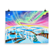 Load image into Gallery viewer, Folk art winter print, the northern lights