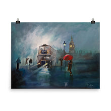 Load image into Gallery viewer, London painting rain red umbrella print