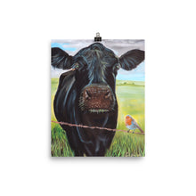 Load image into Gallery viewer, Cow and a robin Poster