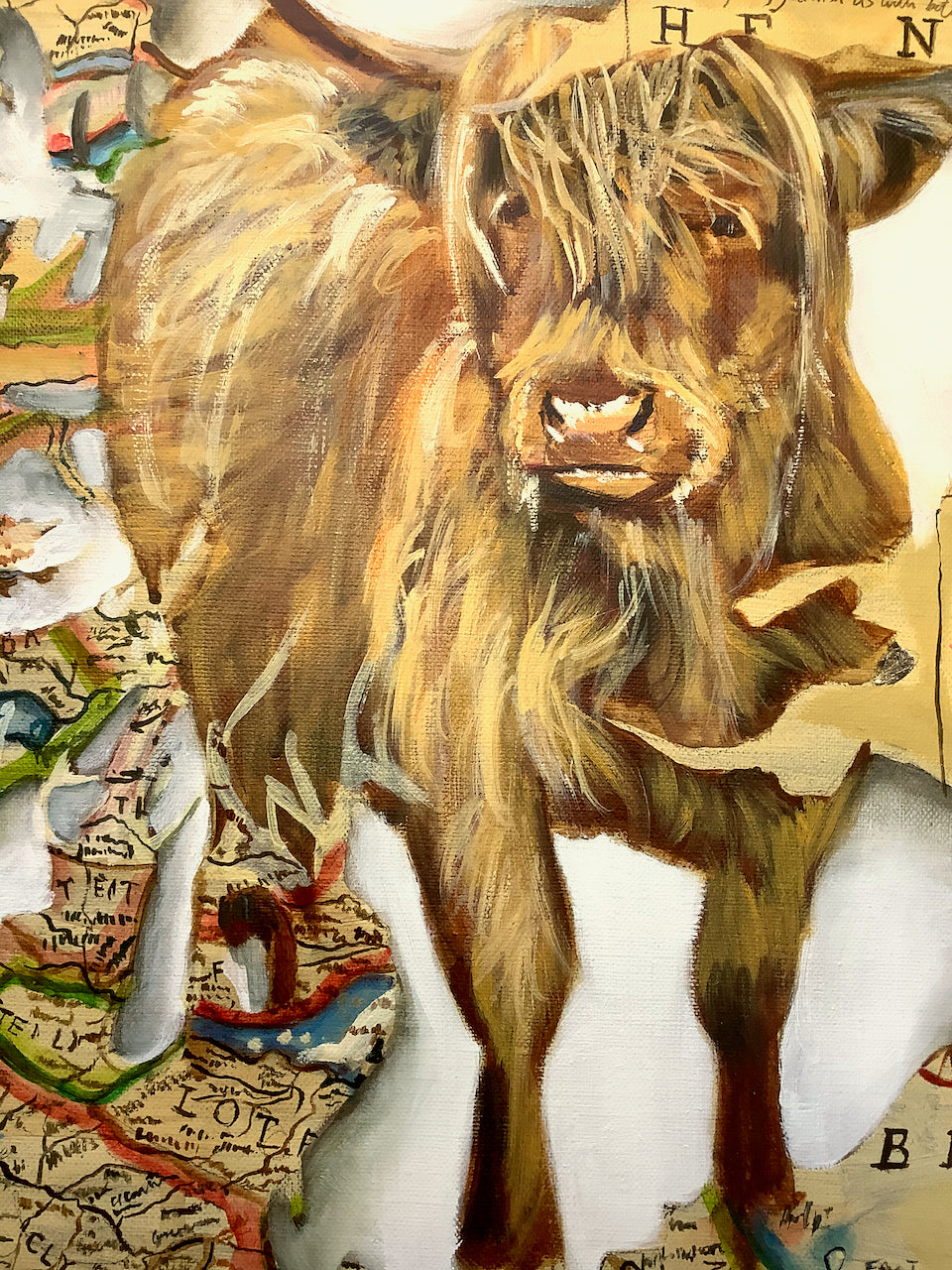 Highland cow, Spirit of Scotland painting (2021)