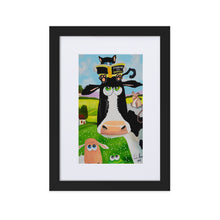 Load image into Gallery viewer, Cow framed art print, Matte Paper Framed cute animals Poster With Mat