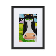 Load image into Gallery viewer, Cow framed art print, Matte Paper Framed cute animals Poster With Mat
