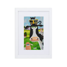 Load image into Gallery viewer, Cow framed art print, Matte Paper Framed cute animals Poster With Mat