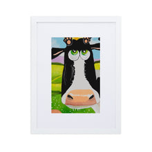 Load image into Gallery viewer, Cow framed art print, Matte Paper Framed cute animals Poster With Mat