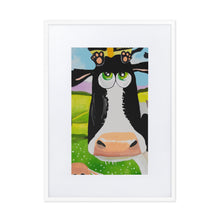 Load image into Gallery viewer, Cow framed art print, Matte Paper Framed cute animals Poster With Mat
