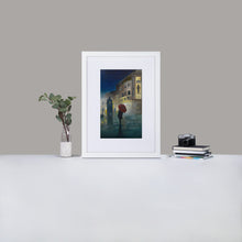 Load image into Gallery viewer, WHITE FRAME - Red umbrella rainy print, framed from my original painting