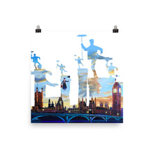 Load image into Gallery viewer, Mary Poppins print, London Chimney sweeps silhouette Poster