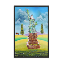 Load image into Gallery viewer, Statue of Liberty Framed poster, Folk art print, cow and sheep